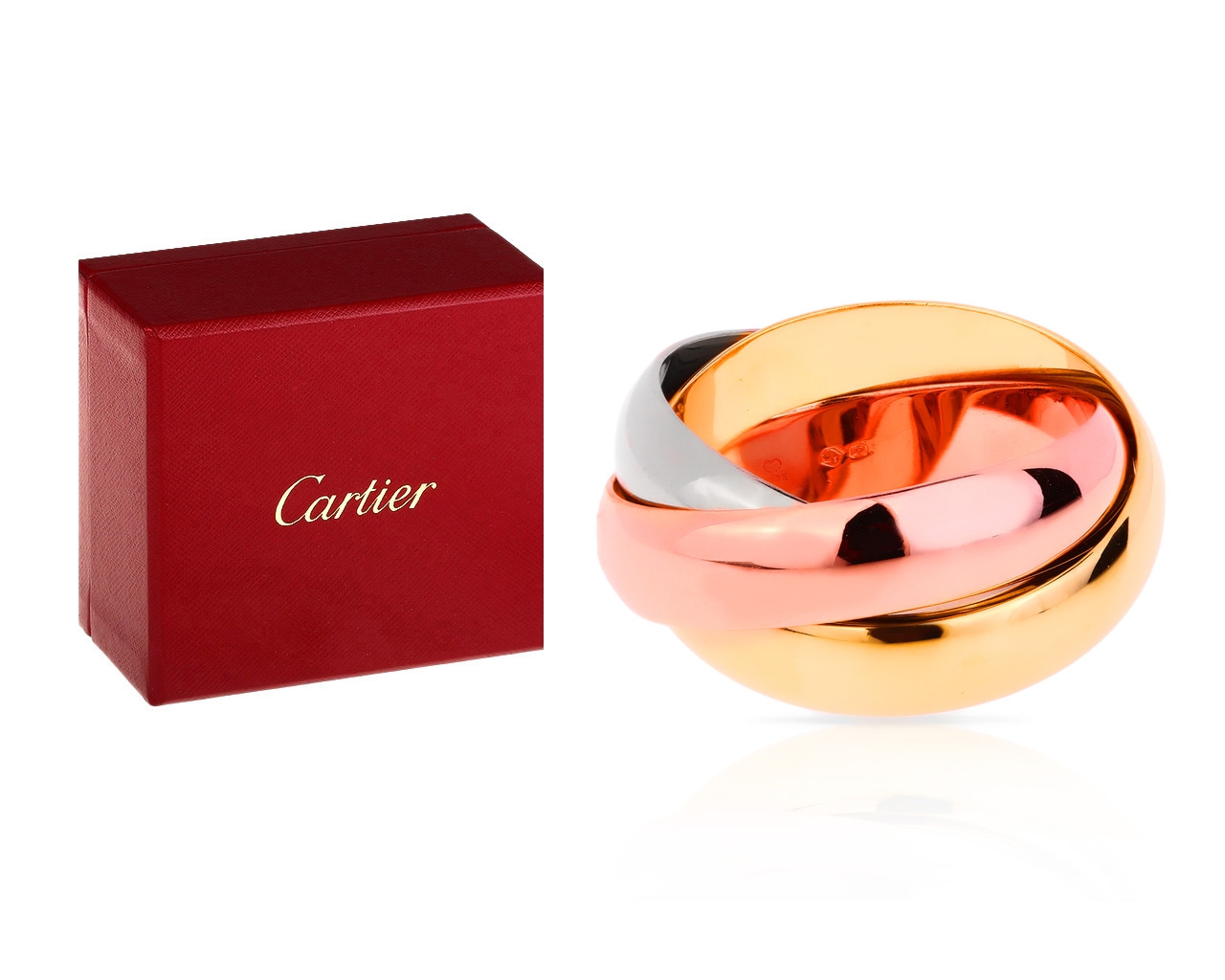 Стильное золотое кольцо Trinity De Cartier 070518/1