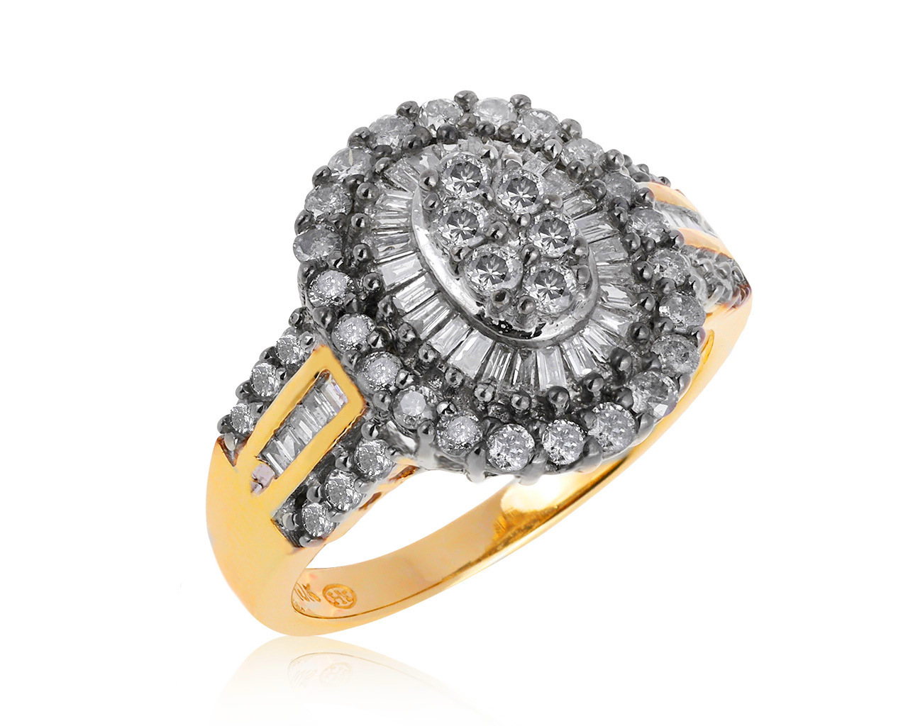 Красивое золотое кольцо с бриллиантами 1.05ct