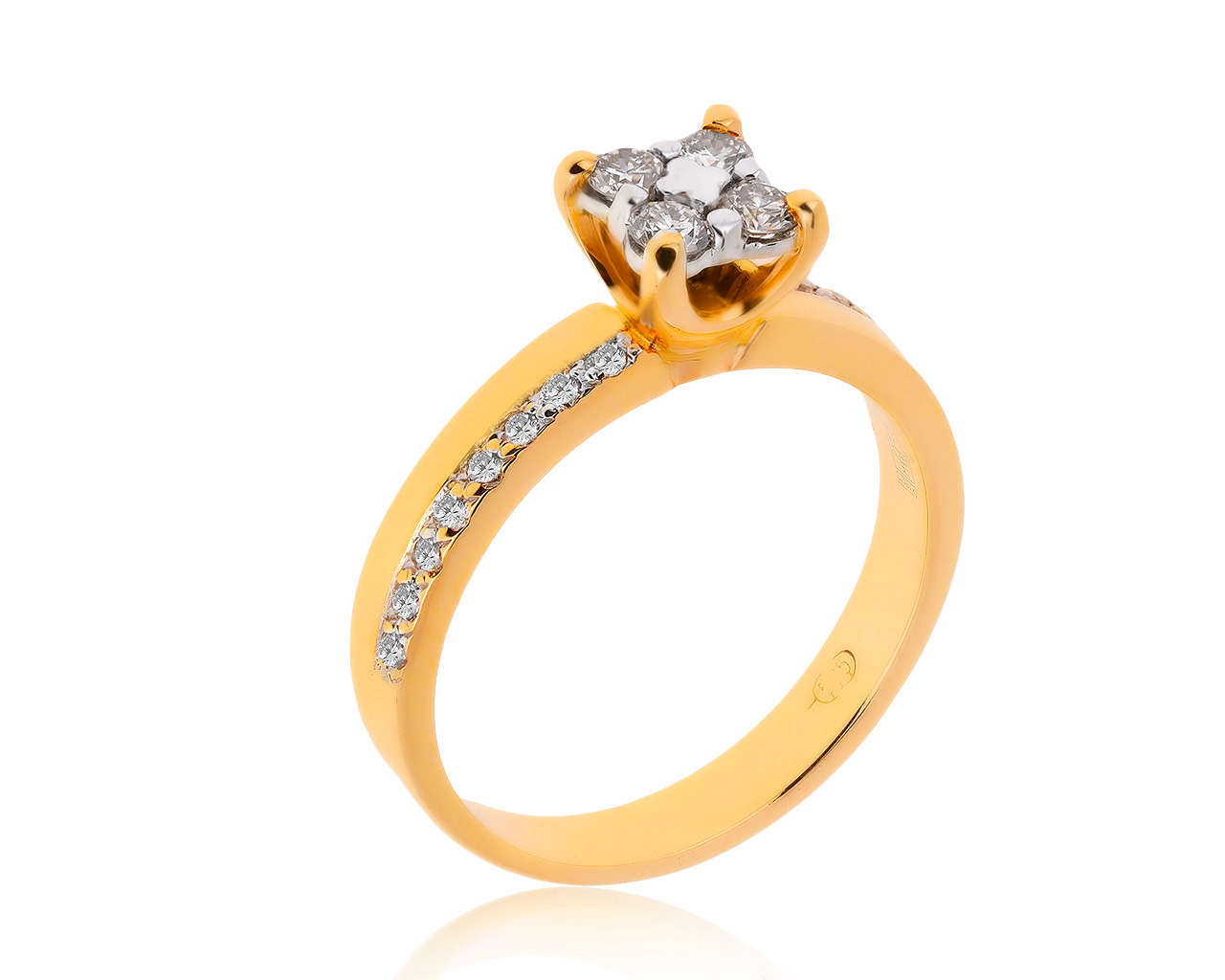 Прекрасное золотое кольцо с бриллиантами 0.36ct