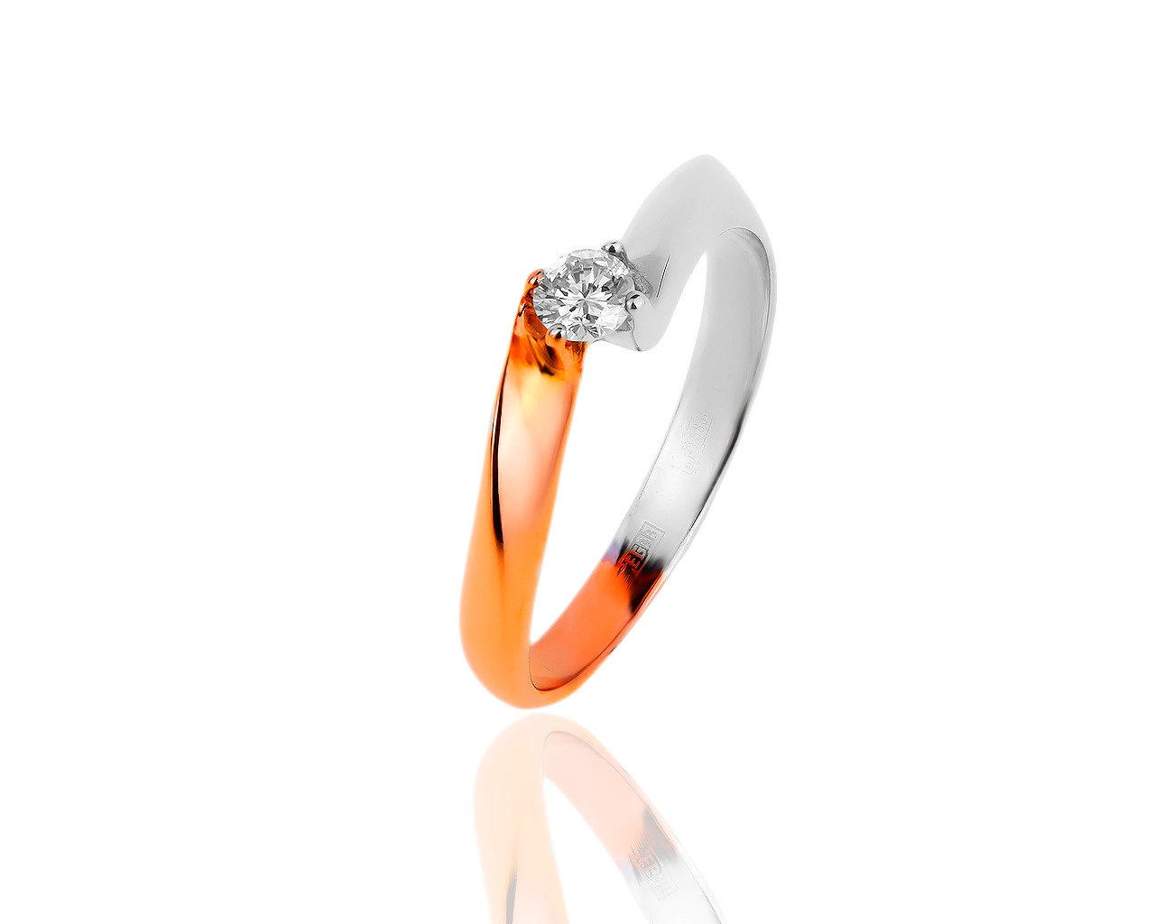 Золотое кольцо с бриллиантом 0.16ct 100518/19 Золотое кольцо с бриллиантом 0.16ct 100518/19