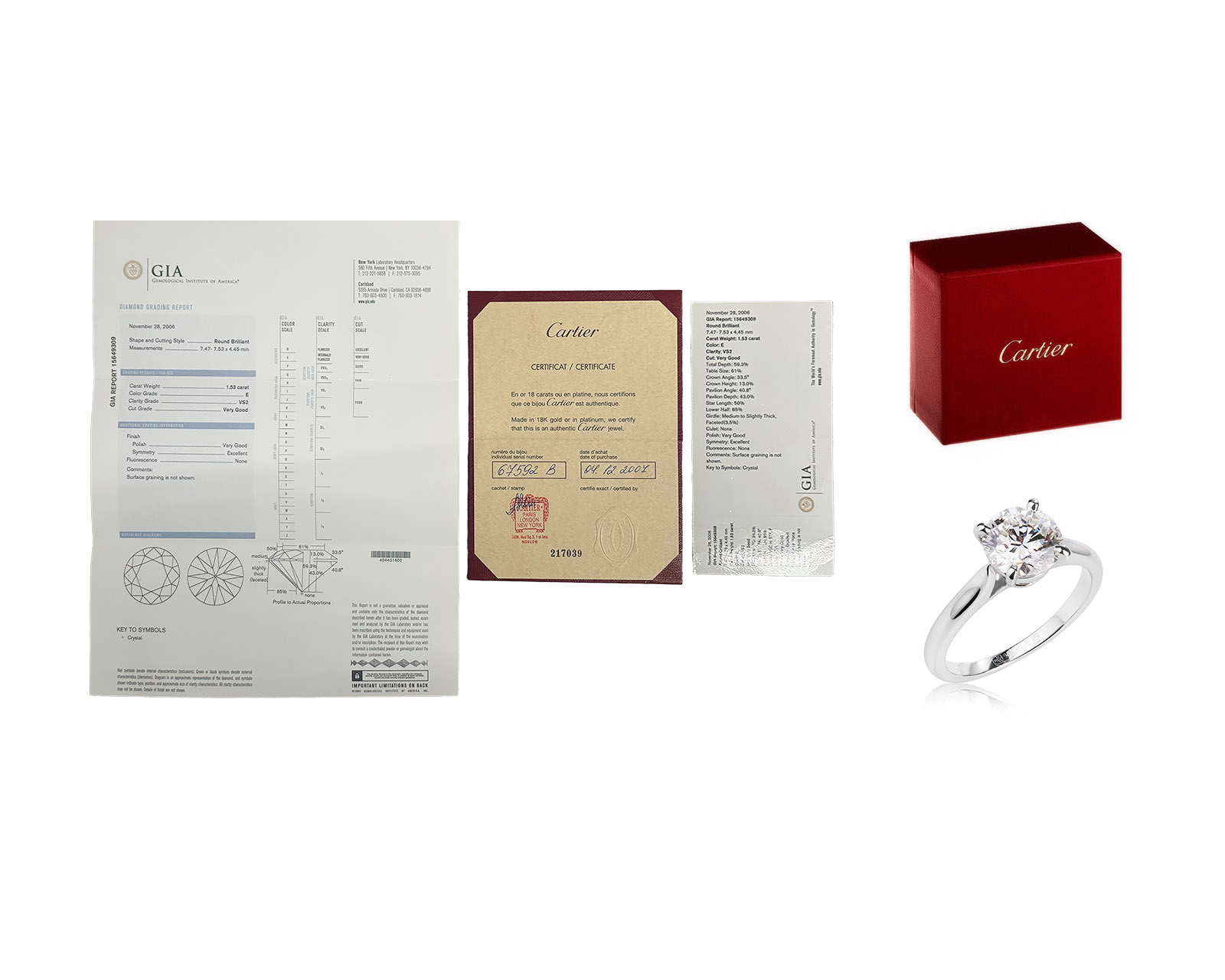 Оригинальное платиновое кольцо с бриллиантом 1.53ct Cartier 1895 Solitaire