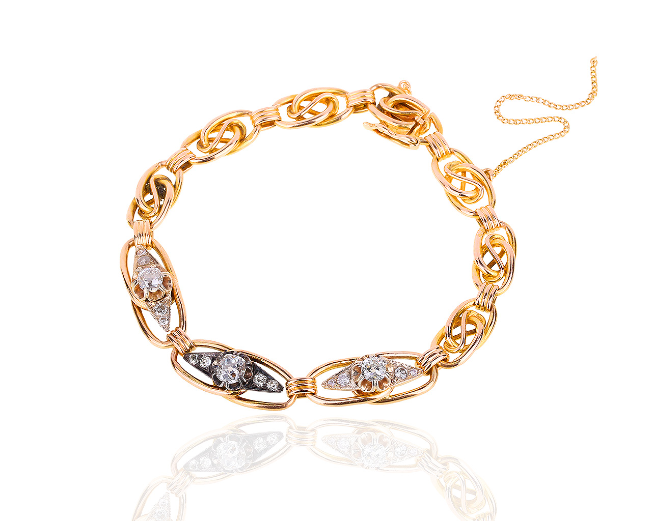 Старинный золотой браслет с бриллиантами 1.56ct 090818/1