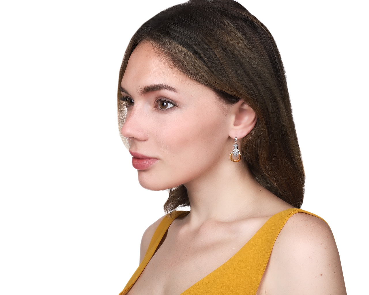 Модные золотые серьги с бриллиантами 0.70ct