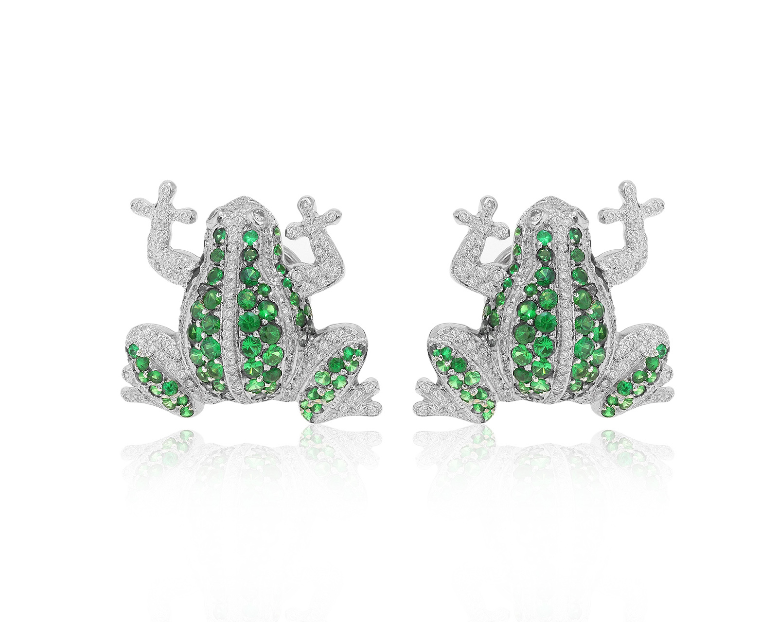 Изумительные золотые серьги с тсаворитами 2.48ct