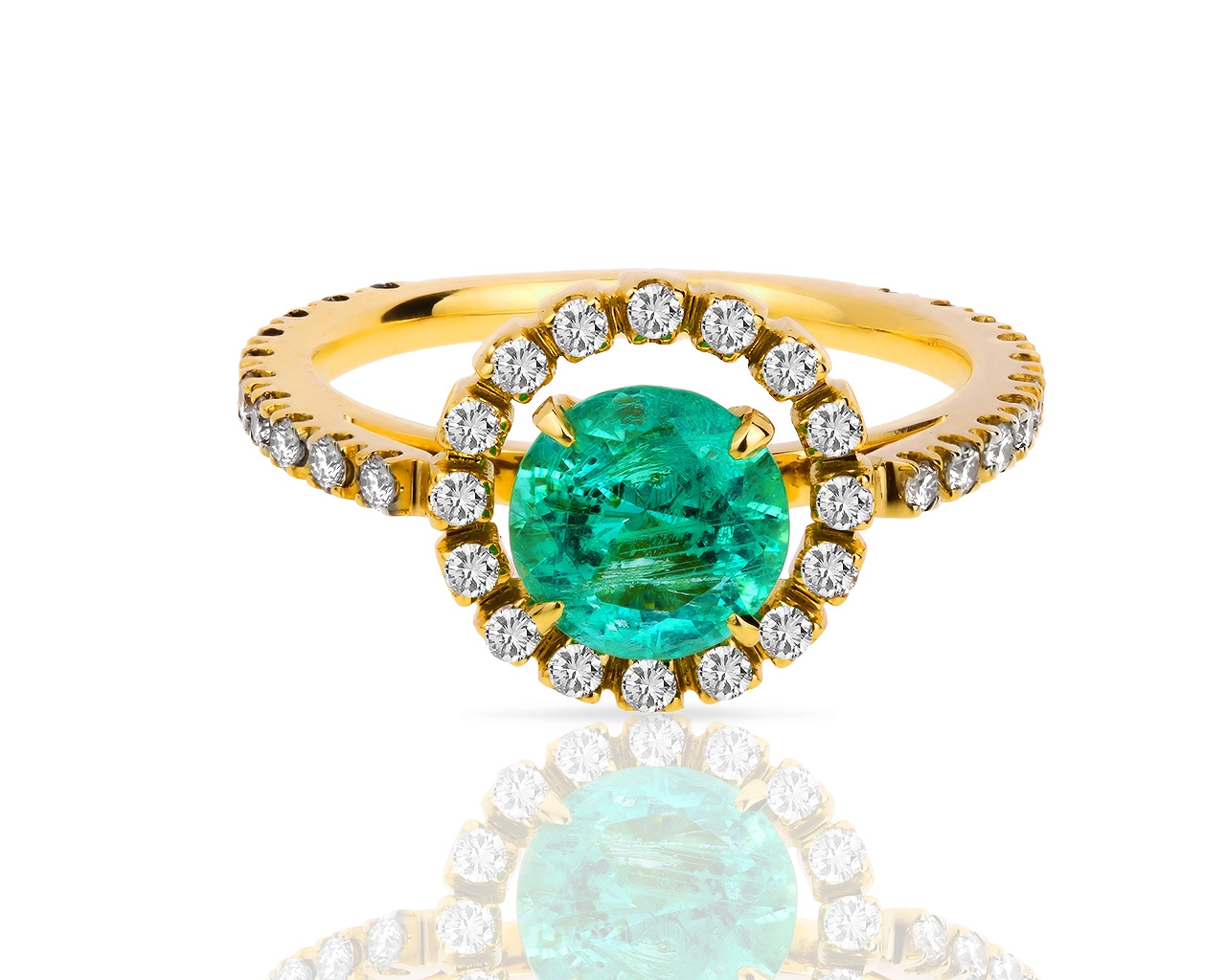 Золотое кольцо с бриллиантами 0.61ct и изумрудом 1.39ct 310516/23