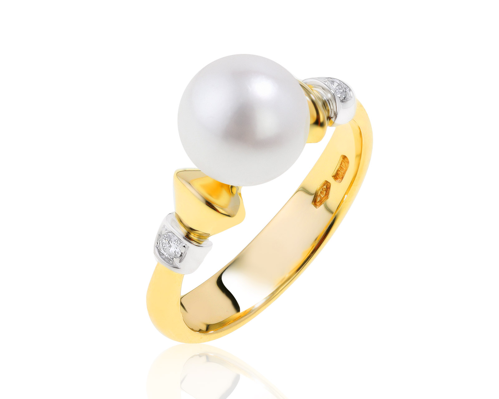 Оригинальное золотое кольцо с жемчугом 7.70 мм Damiani
