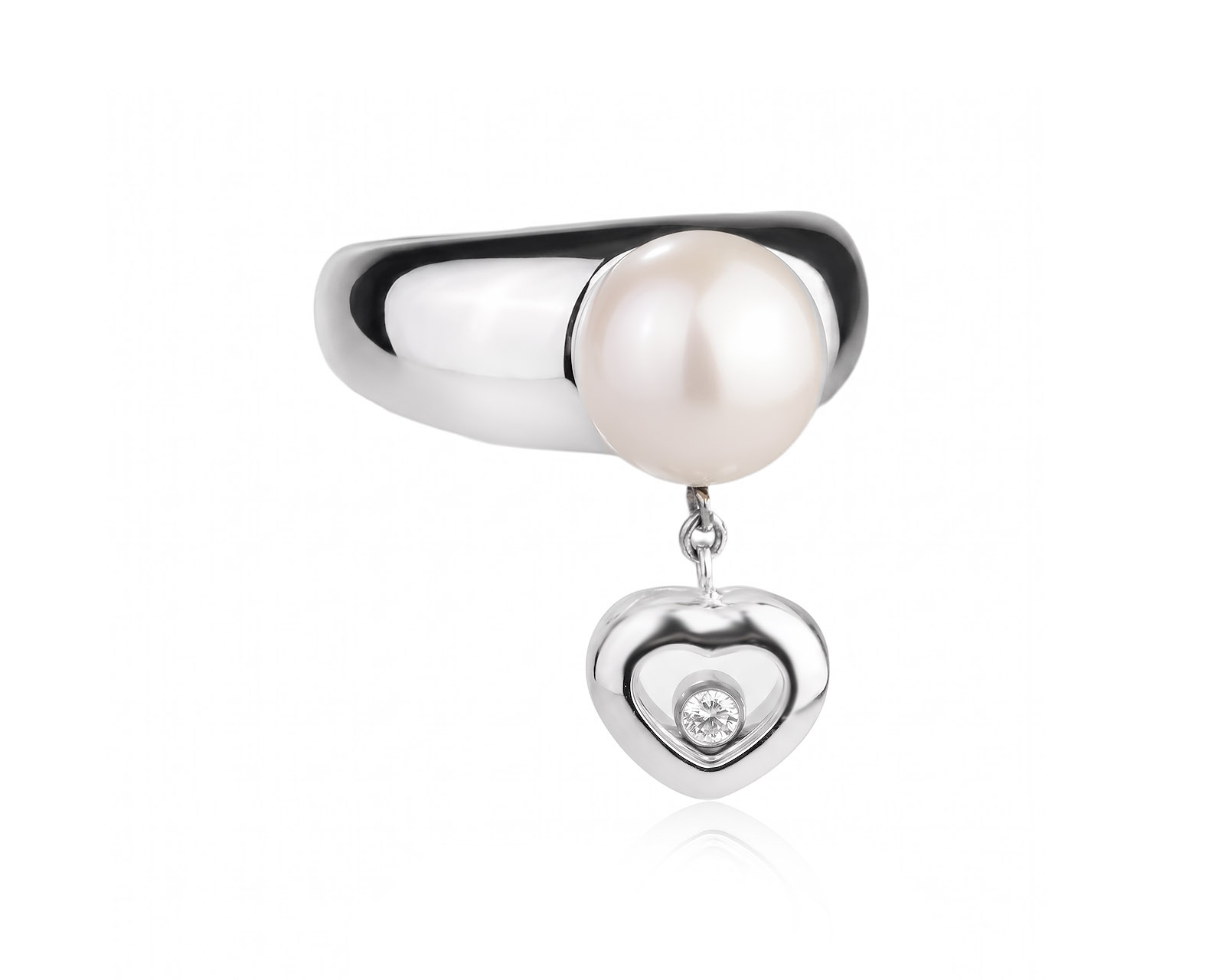 Оригинальное золотое кольцо с жемчугом 8.80 мм Chopard Happy Diamonds