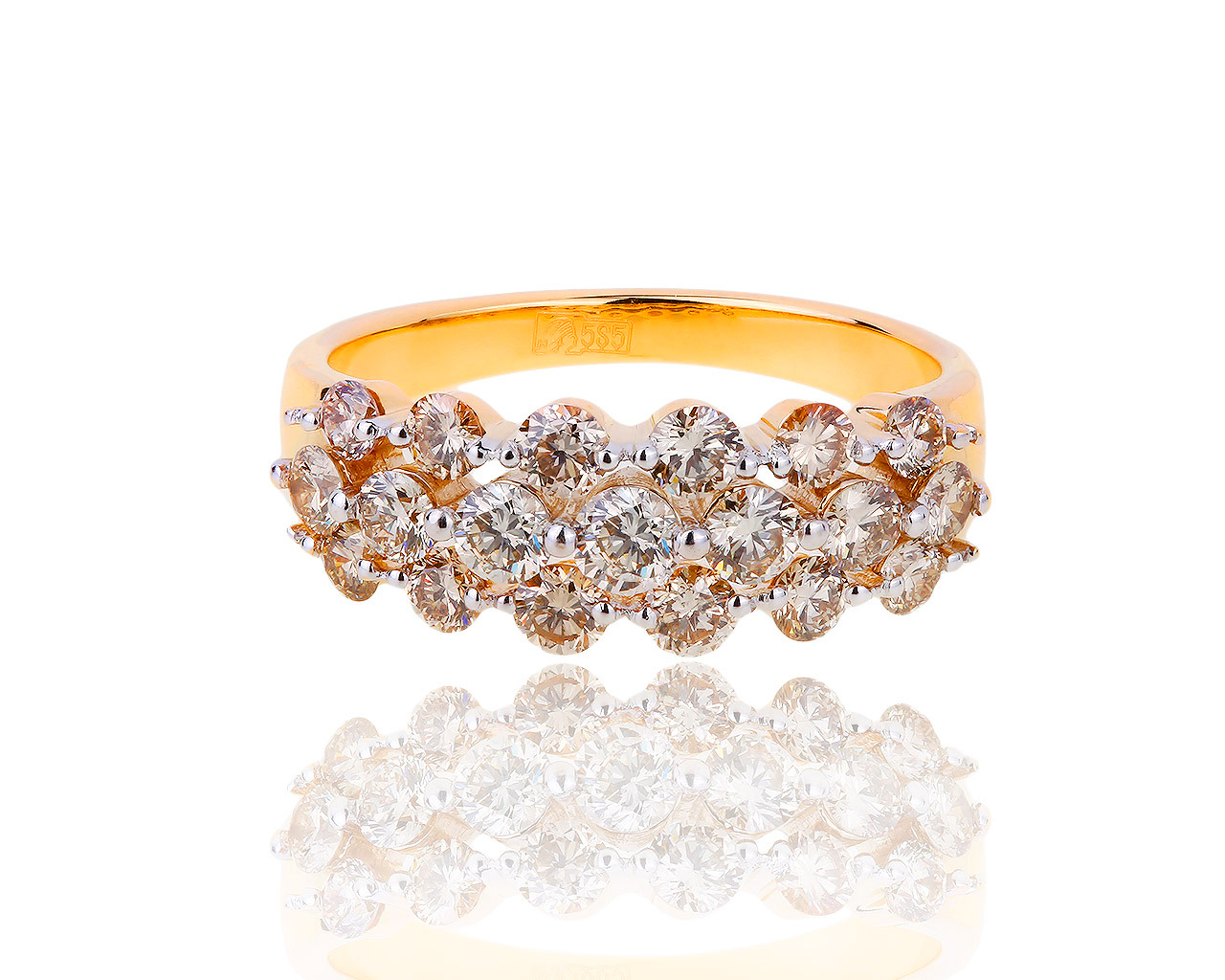 Необычное золотое кольцо с бриллиантами 0.93ct