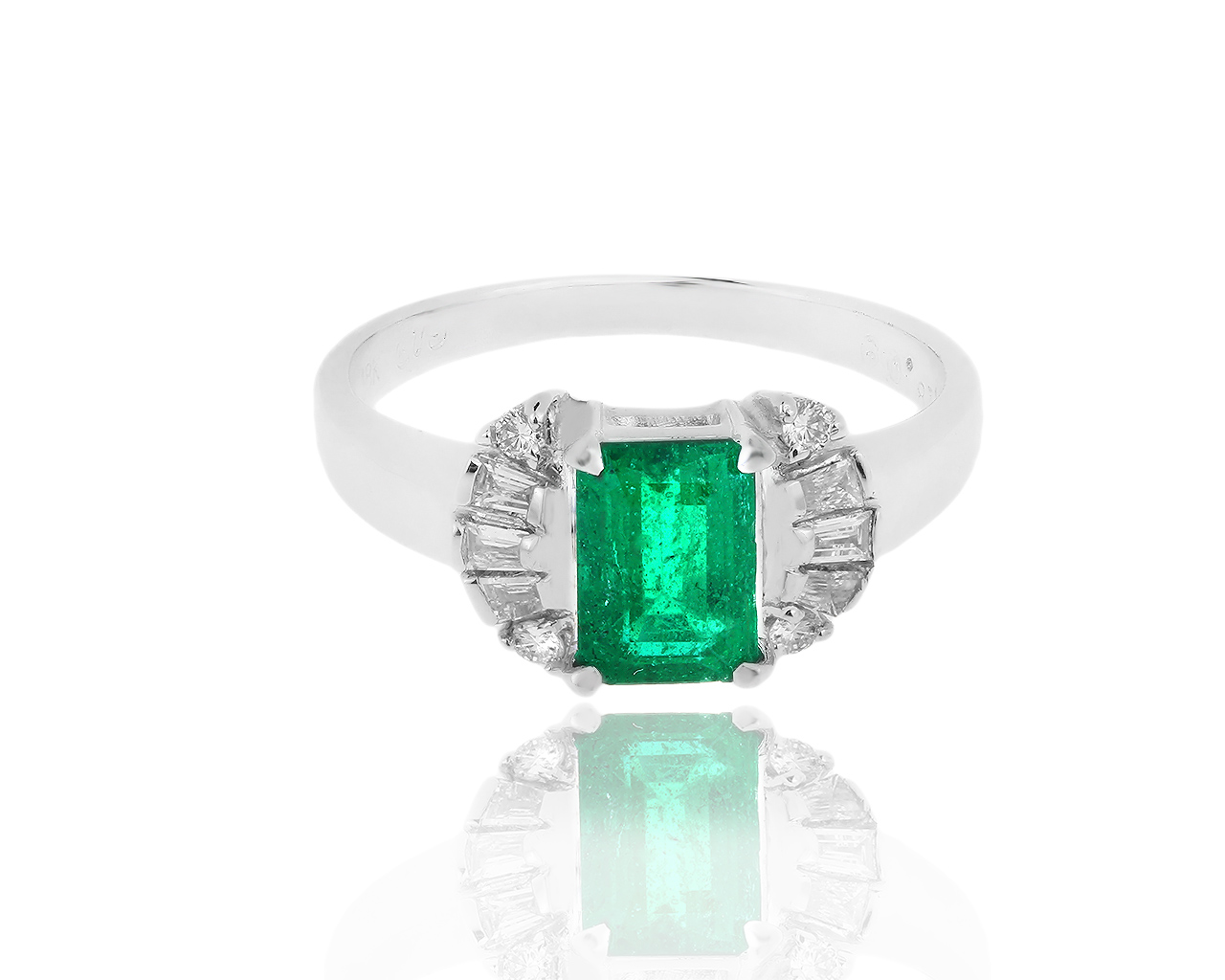 Золотое кольцо с изумрудом 1.20ct и бриллиантами 0.37ct 230719/7