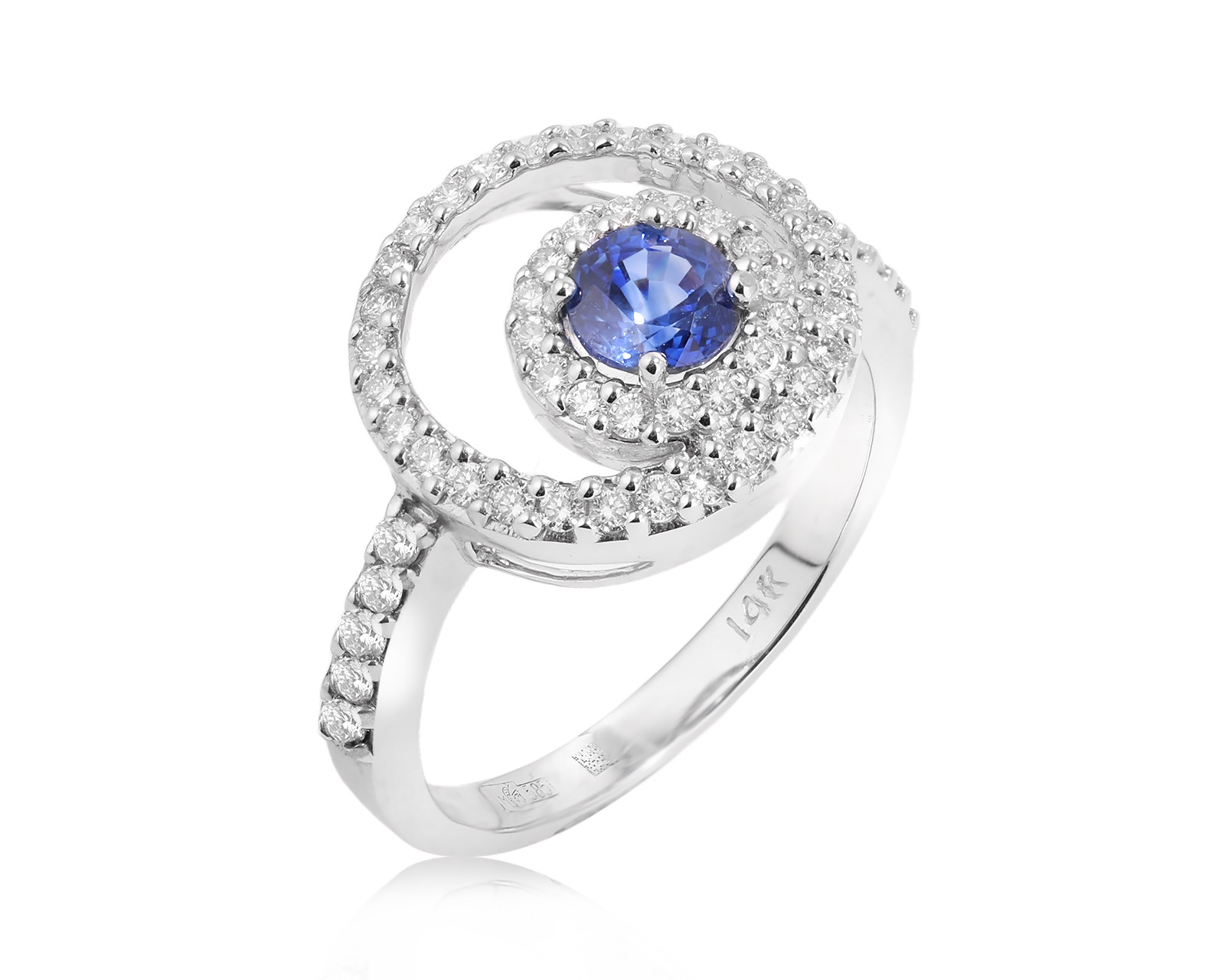 Золотое кольцо с сапфиром 0.62ct и бриллиантами 0.50ct 301025/8