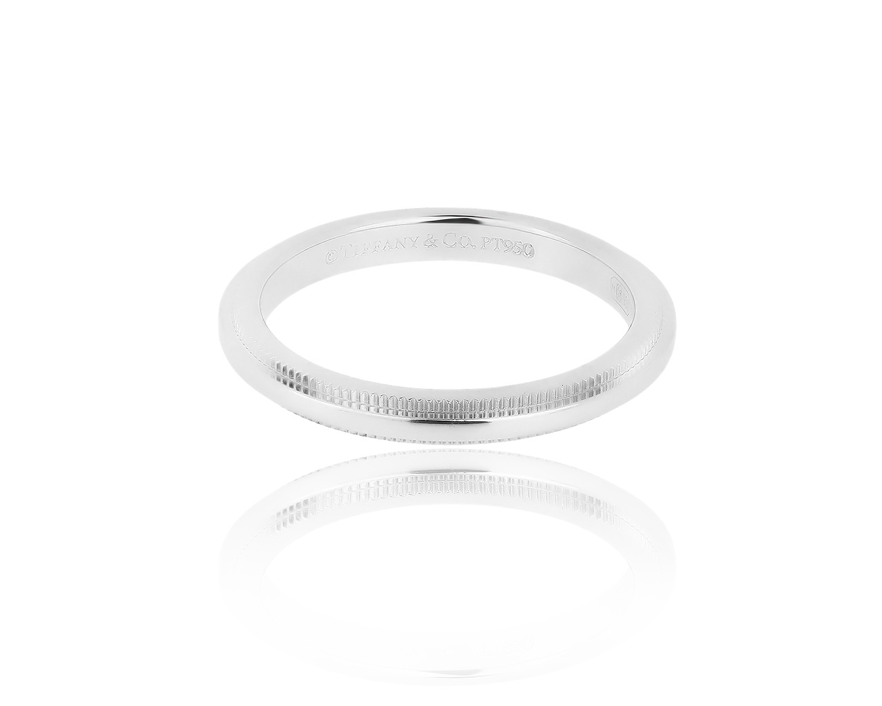 Оригинальное платиновое обручальное кольцо Tiffany&Co Milgrain 060619/4