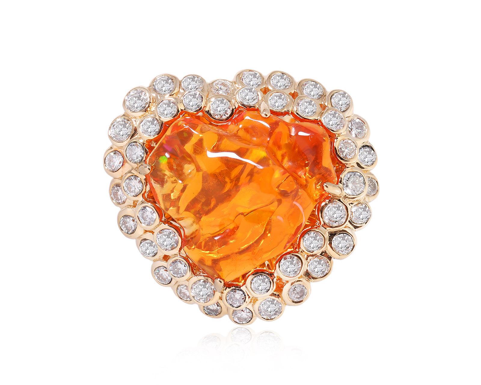 Золотое кольцо с огненным опалом Мексика 7.20ct