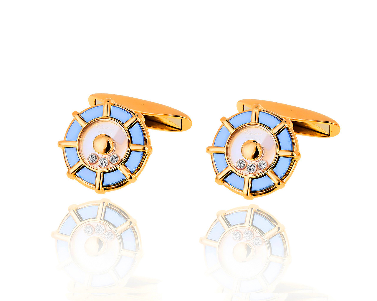 Оригинальные золотые запонки с бриллиантами 0.12ct Chopard 311018/5