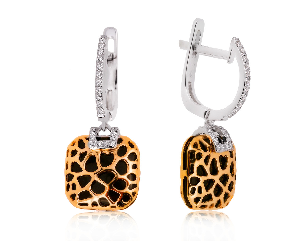 Великолепные золотые серьги с бриллиантами 0.15ct