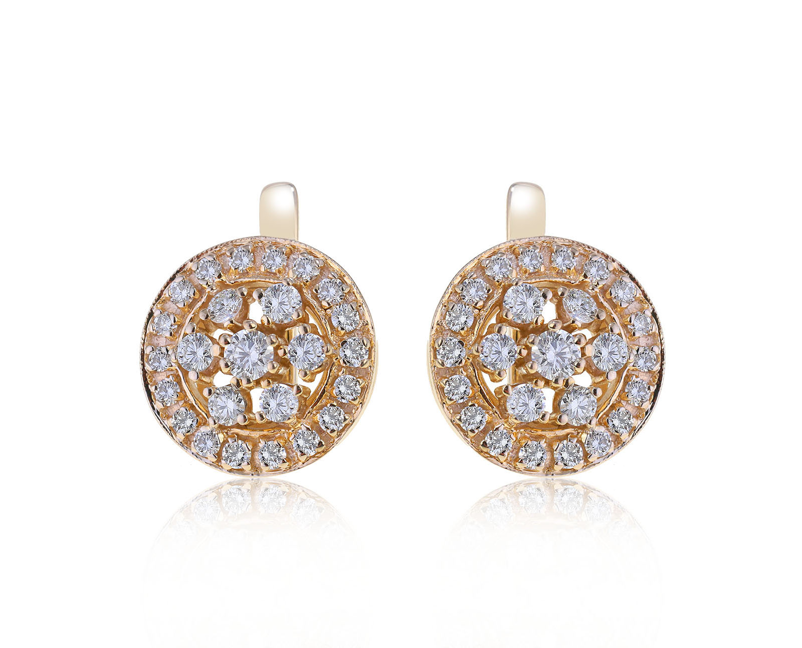 Волшебные золотые серьги с бриллиантами 1.20ct