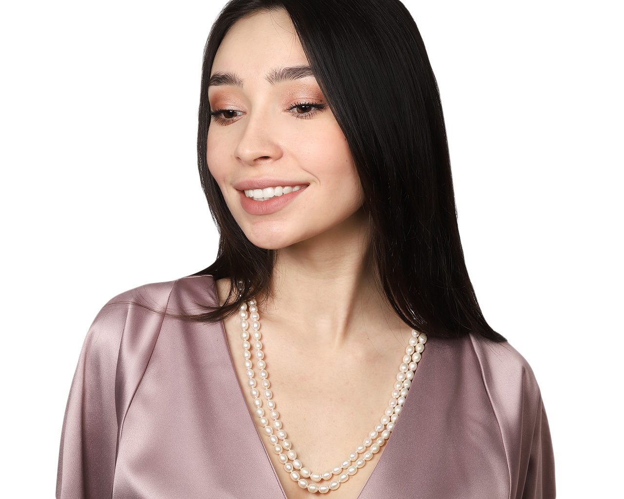 Потрясающее золотое ожерелье с жемчугом 6.50*7.70 мм