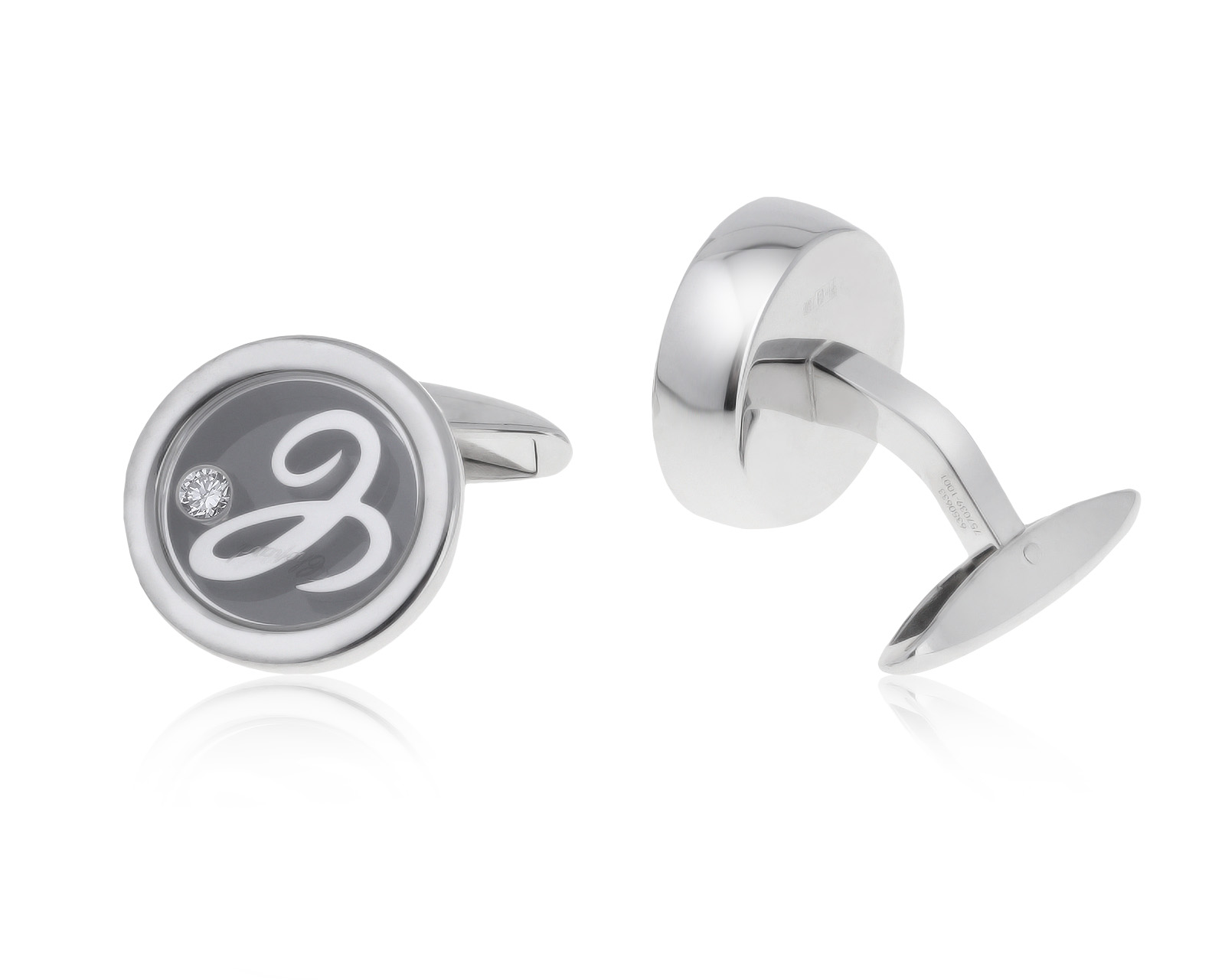 Оригинальные золотые запонки с бриллиантами 0.20ct Chopard Happy Diamonds 110621/1