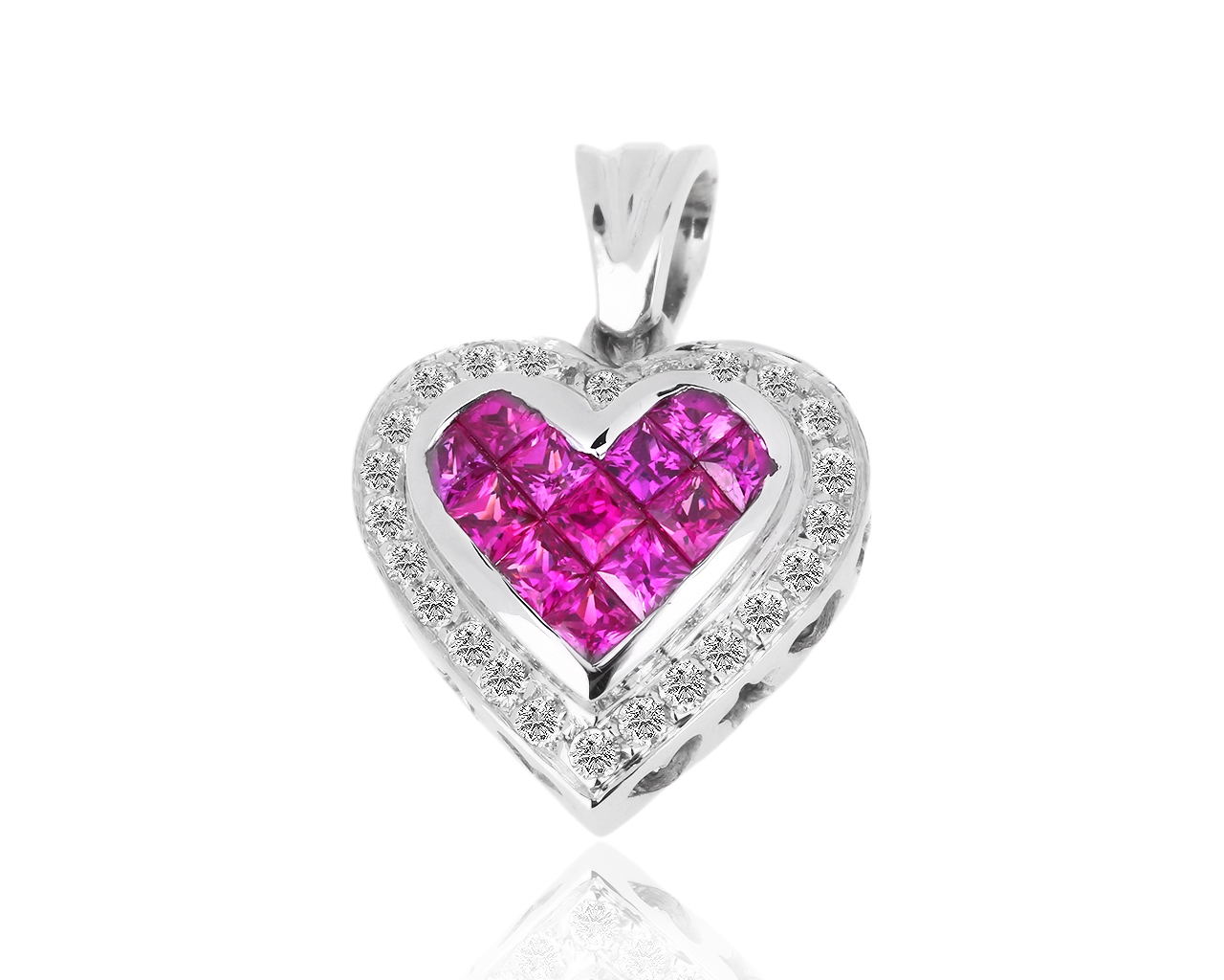 Золотой кулон с бриллиантами и розовыми сапфирами 1.30ct