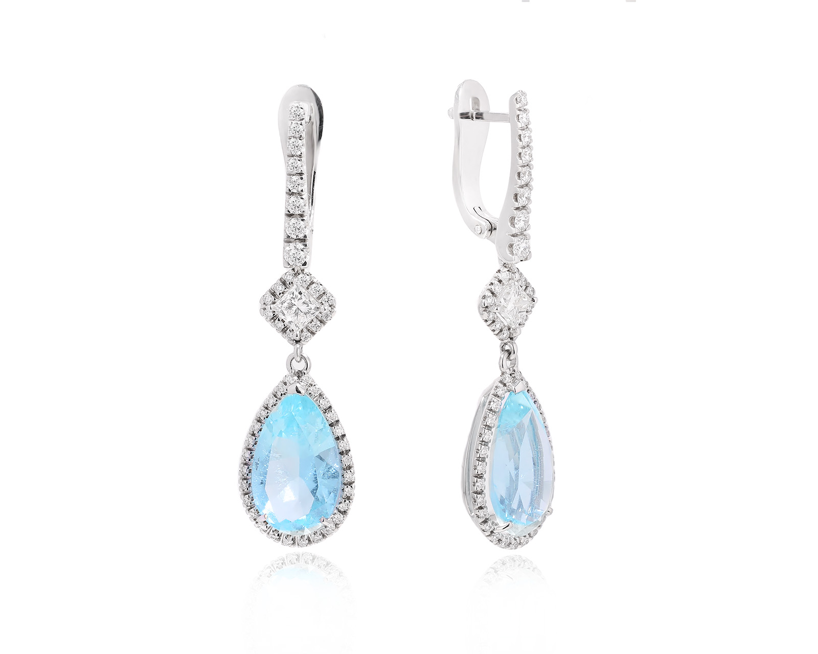 Оригинальные золотые серьги с аквамаринами 7.43ct Constantin Artmayer