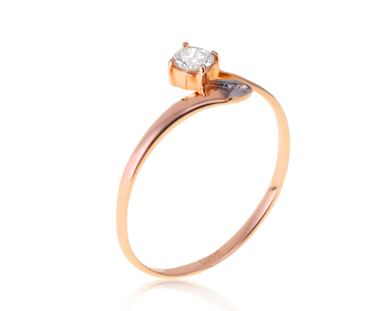 Модное золотое кольцо с бриллиантами 0.18ct 050518/1