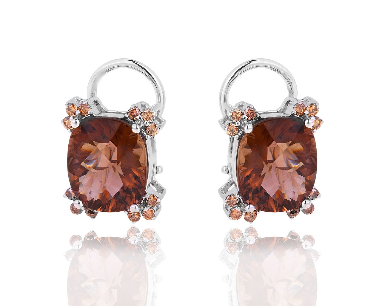 Золотые серьги с раухтопазами и бриллиантами 0.35ct 040918/9