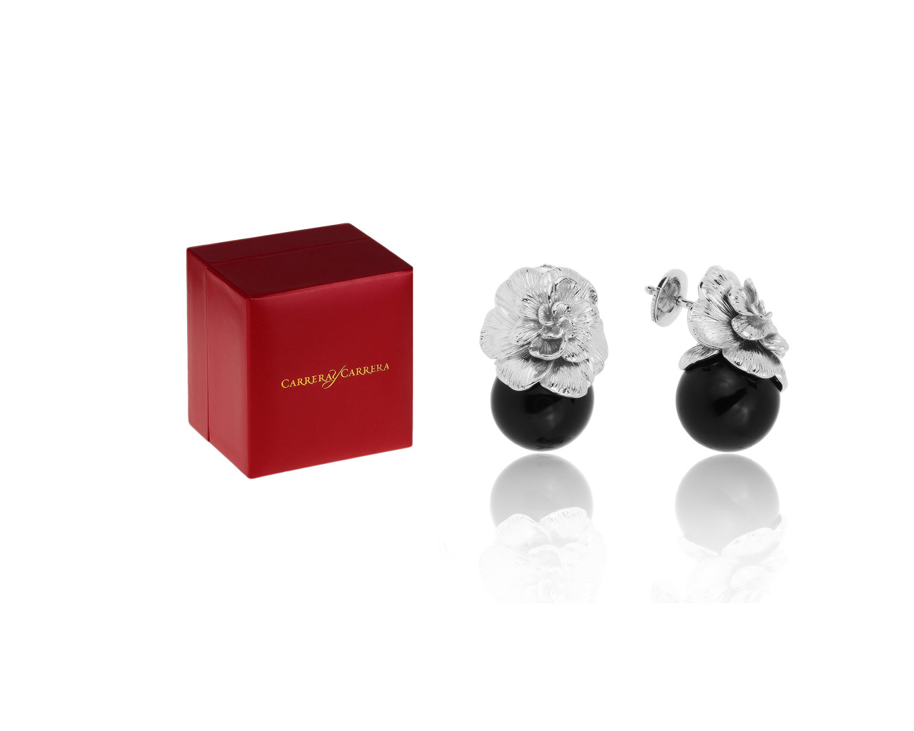 Оригинальные золотые серьги с ониксом 23.92ct Carrera y Carrera