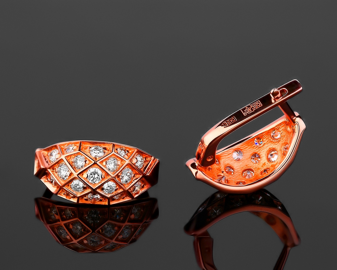 Необычные золотые серьги с бриллиантами 0.98ct 230318/9