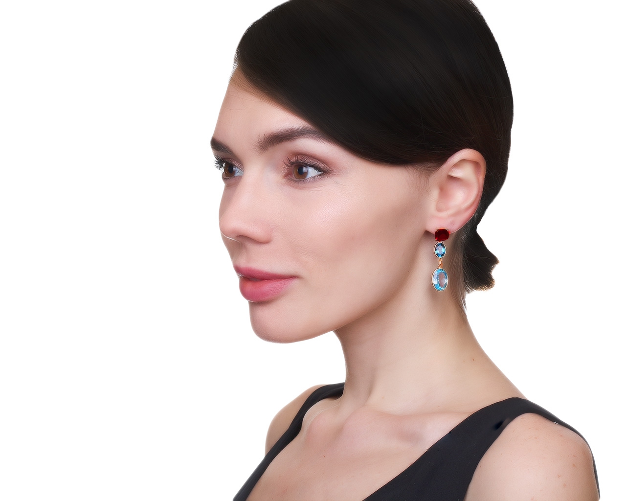 Красивые золотые серьги с топазами 10.78ct