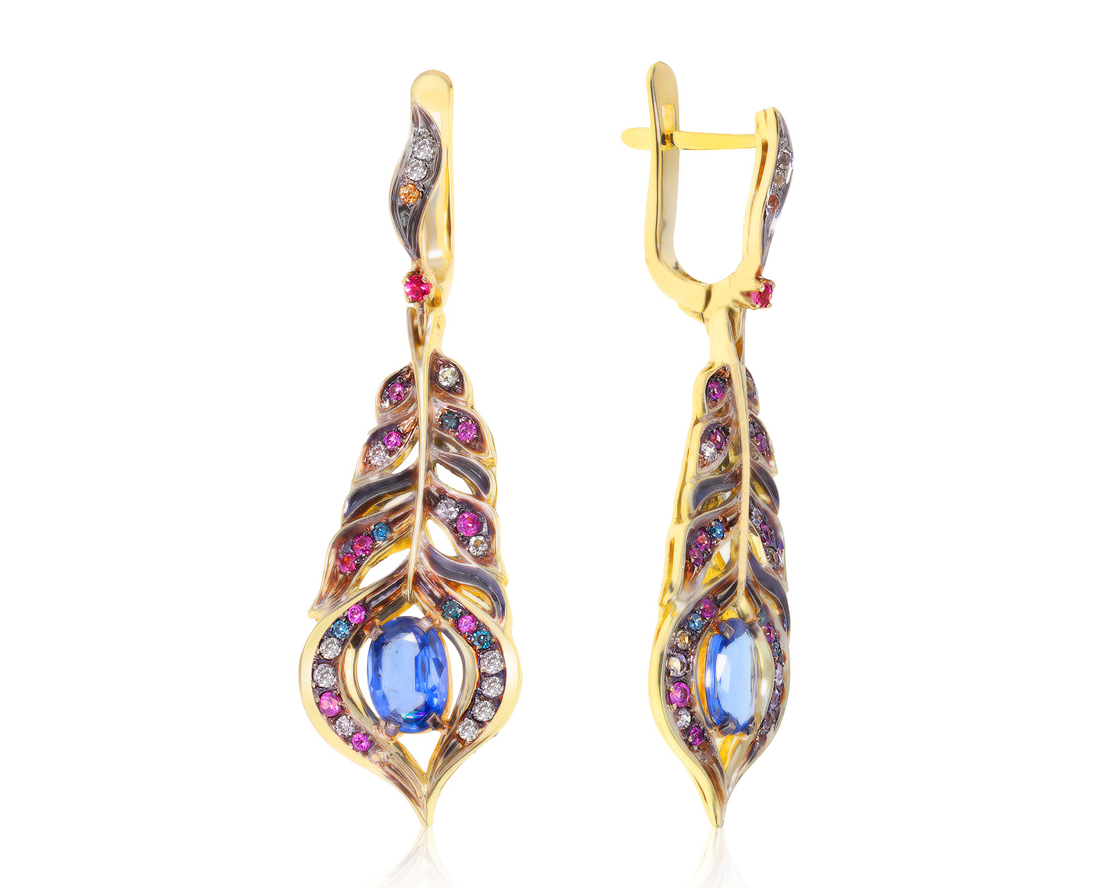 Завораживающие золотые серьги с сапфирами 1.31ct 280721/3