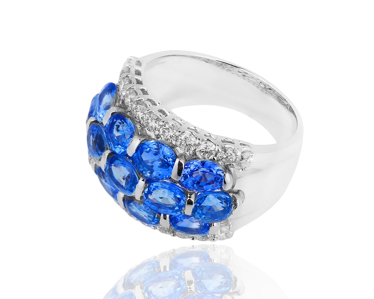 Золотое кольцо с бриллиантами 0.88ct и сапфирами 4.70ct Adler 230319/5