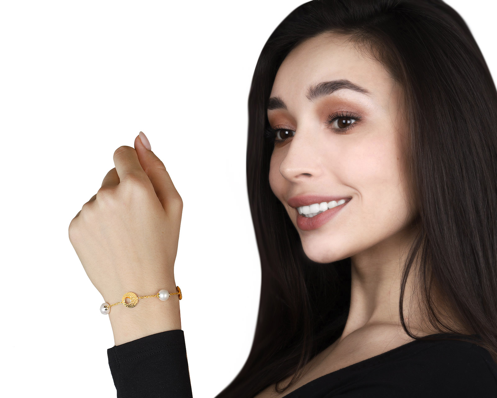 Оригинальный золотой браслет с жемчугом 8.90 мм Damas