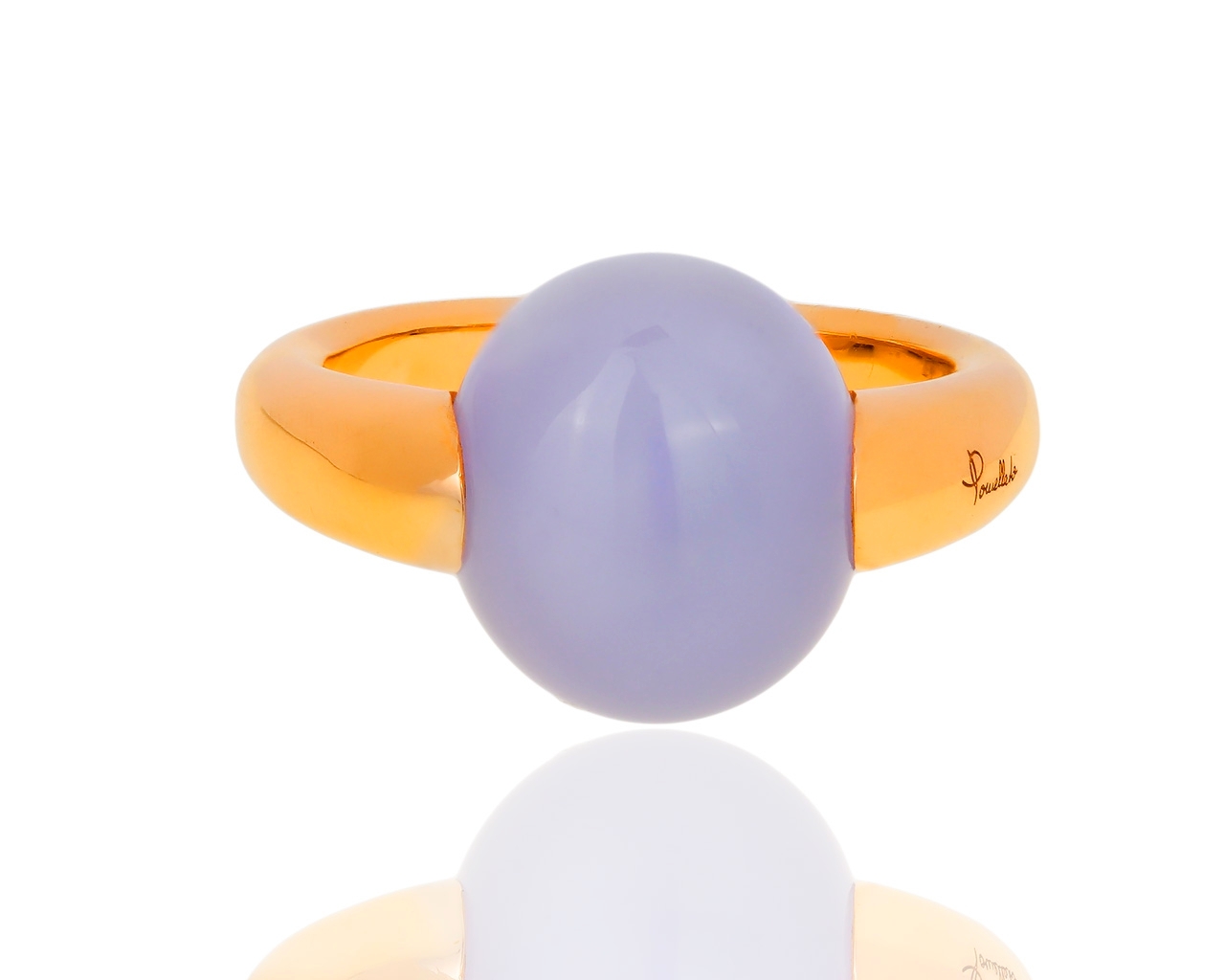 Прелестное золотое кольцо с голубым халцедоном Pomellato 110219/5