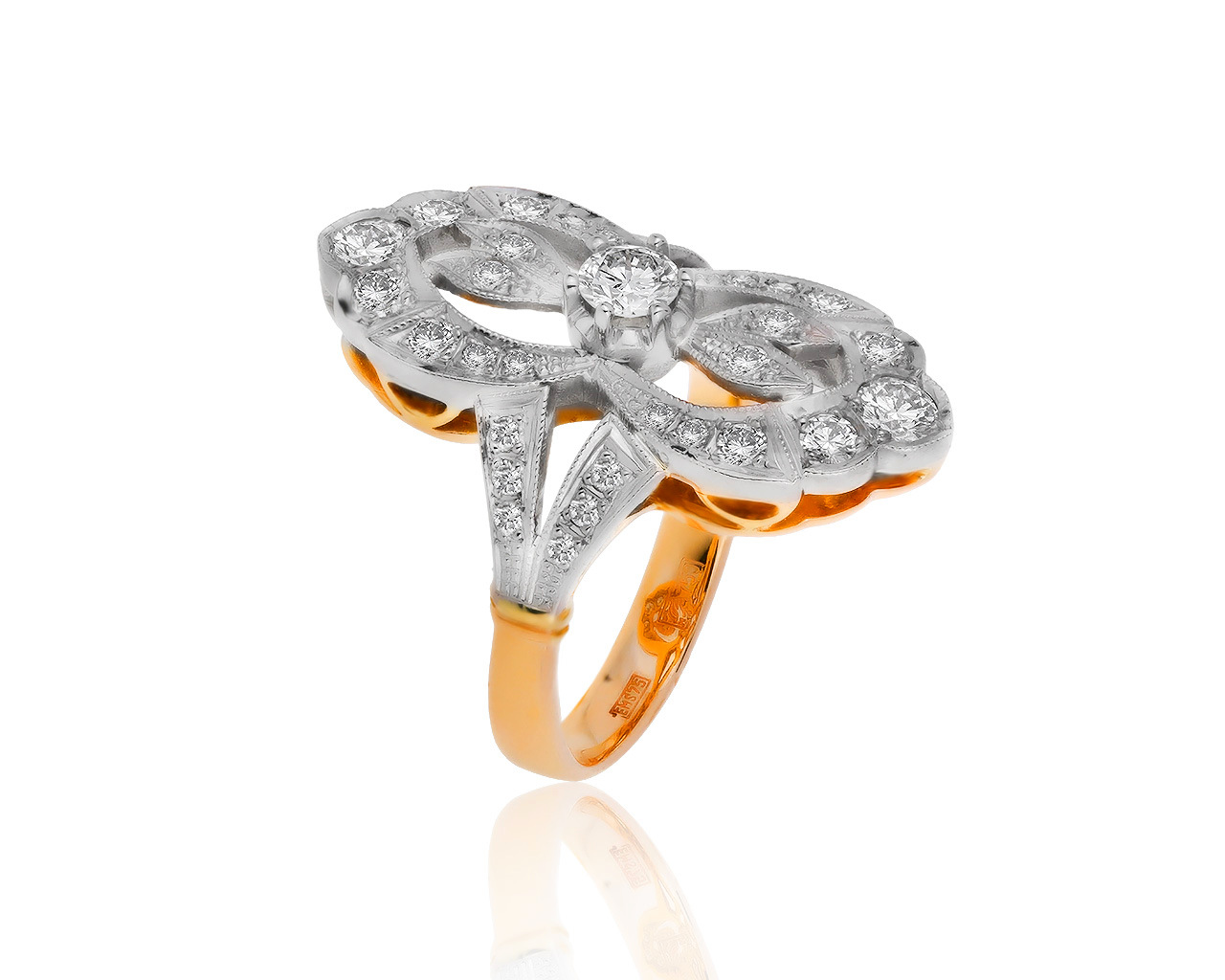 Винтажное золотое кольцо с бриллиантами 1.00ct 040320/4