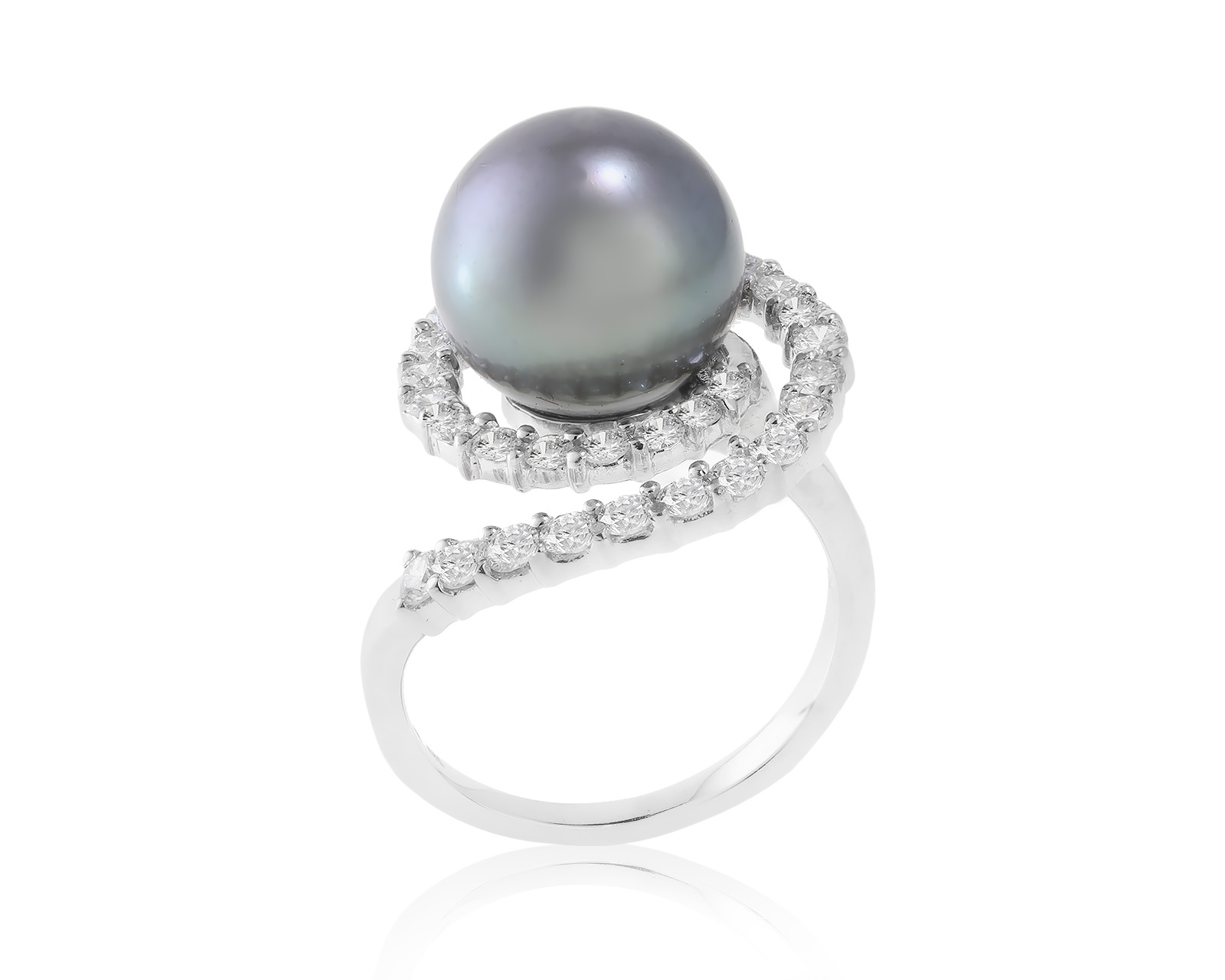 Модное золотое кольцо с жемчугом 12.30 мм 140423/1