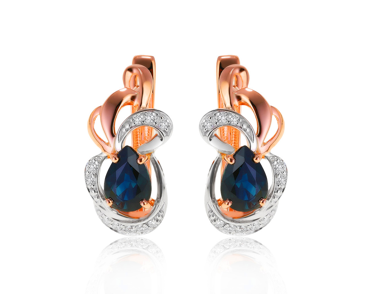 Изящные золотые серьги с сапфирами 1.66ct 140121/4