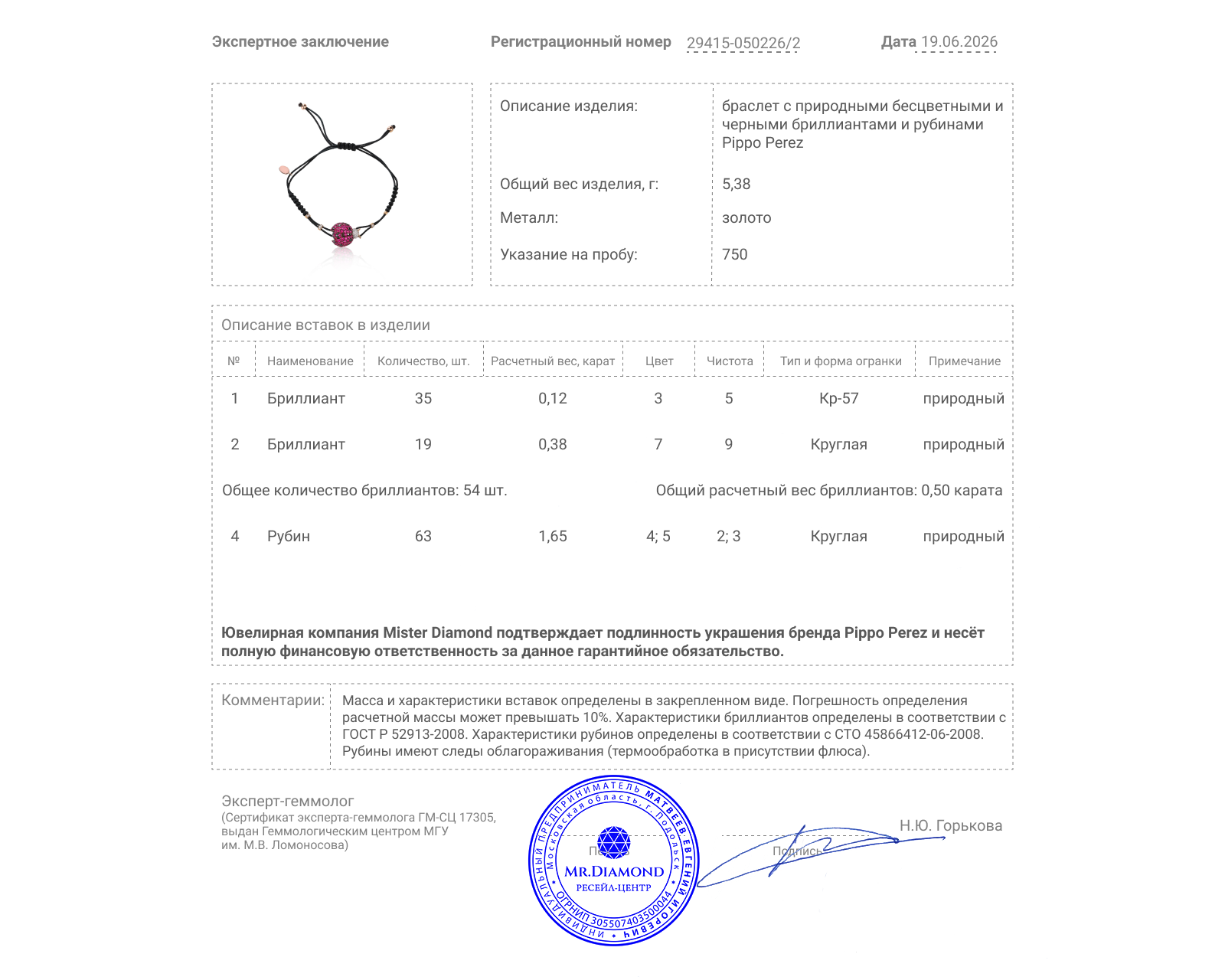 Оригинальный золотой браслет с рубинами 1.65ct Pippo Perez Lady Bag