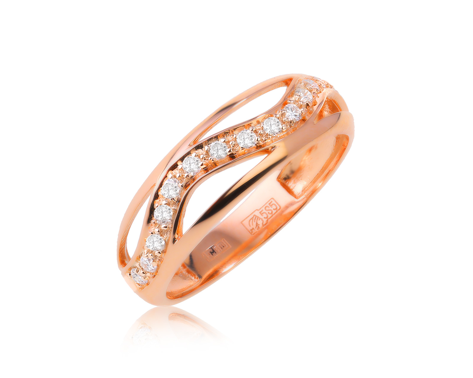 Золотое кольцо с бриллиантами 0.16ct