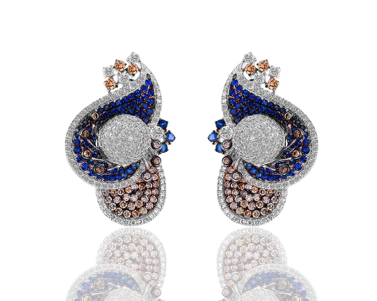 Итальянские золотые серьги с сапфирами и бриллиантами 5.00ct 210918/6
