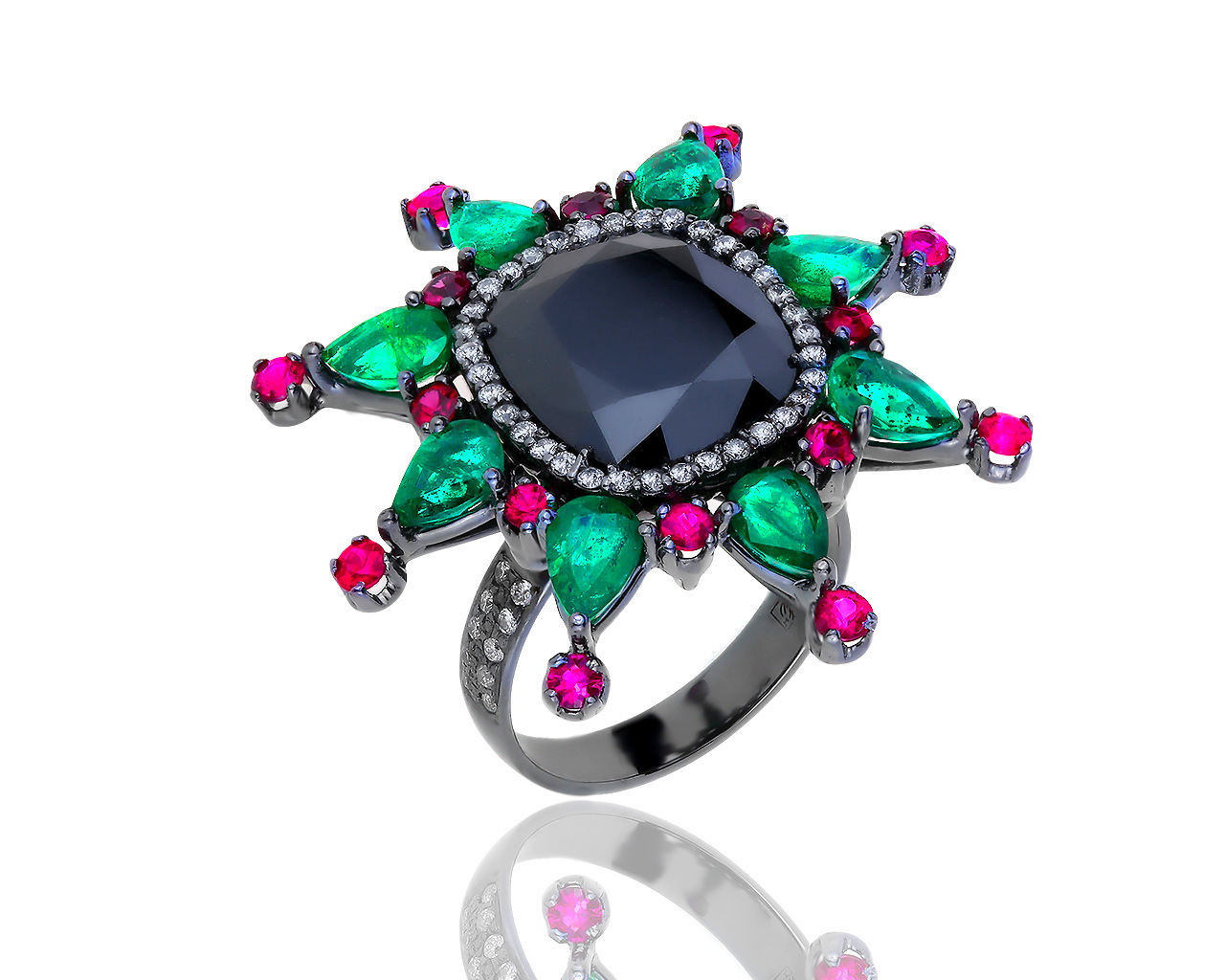 Притягательное золотое кольцо с черным бриллиантом 3.03ct 090819/44