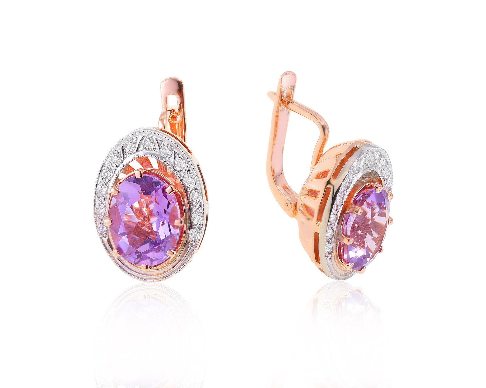 Золотые серьги с корундами 6.60ct и бриллиантами 0.26ct 260324/5