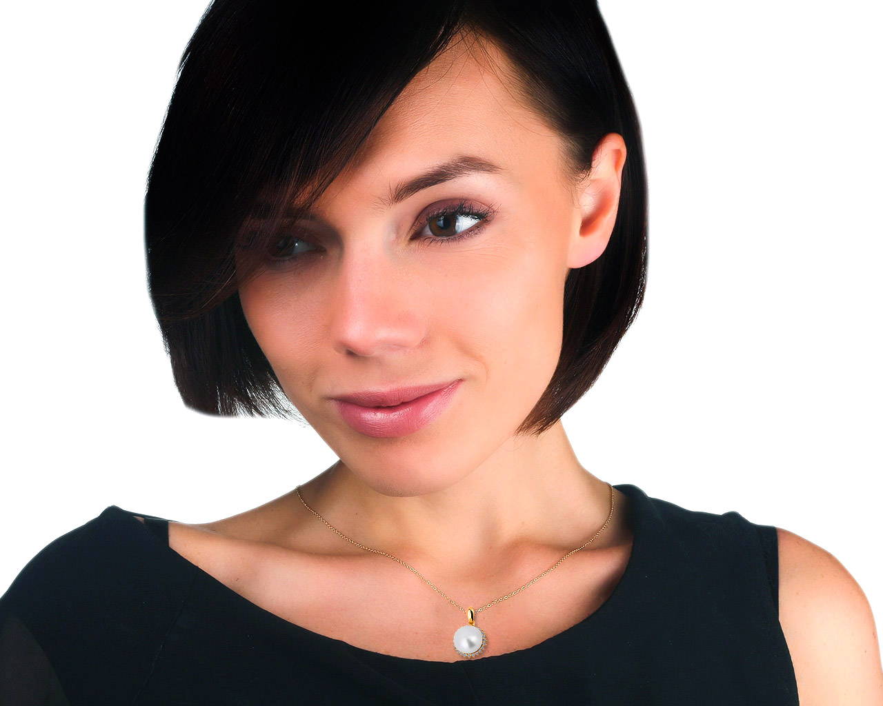 Золотая подвеска с жемчужиной и бриллиантами 0.25ct