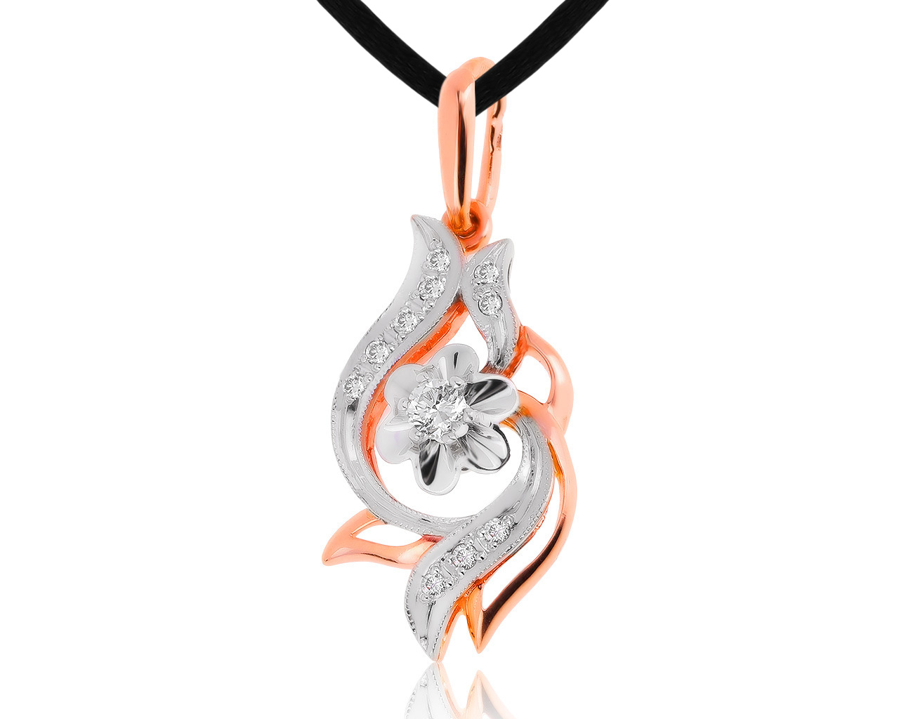 Превосходный золотой кулон с бриллиантами 0.21ct