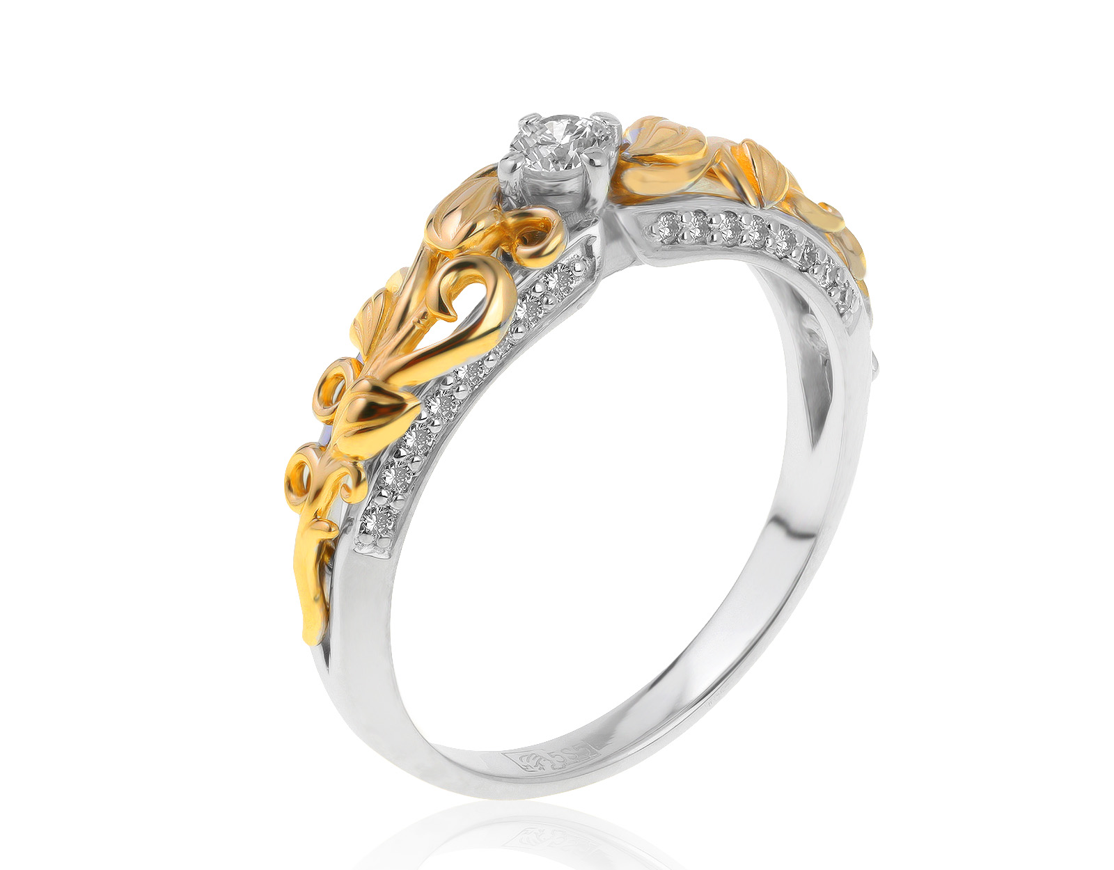 Красивое золотое кольцо с бриллиантами 0.25ct 230421/12-1