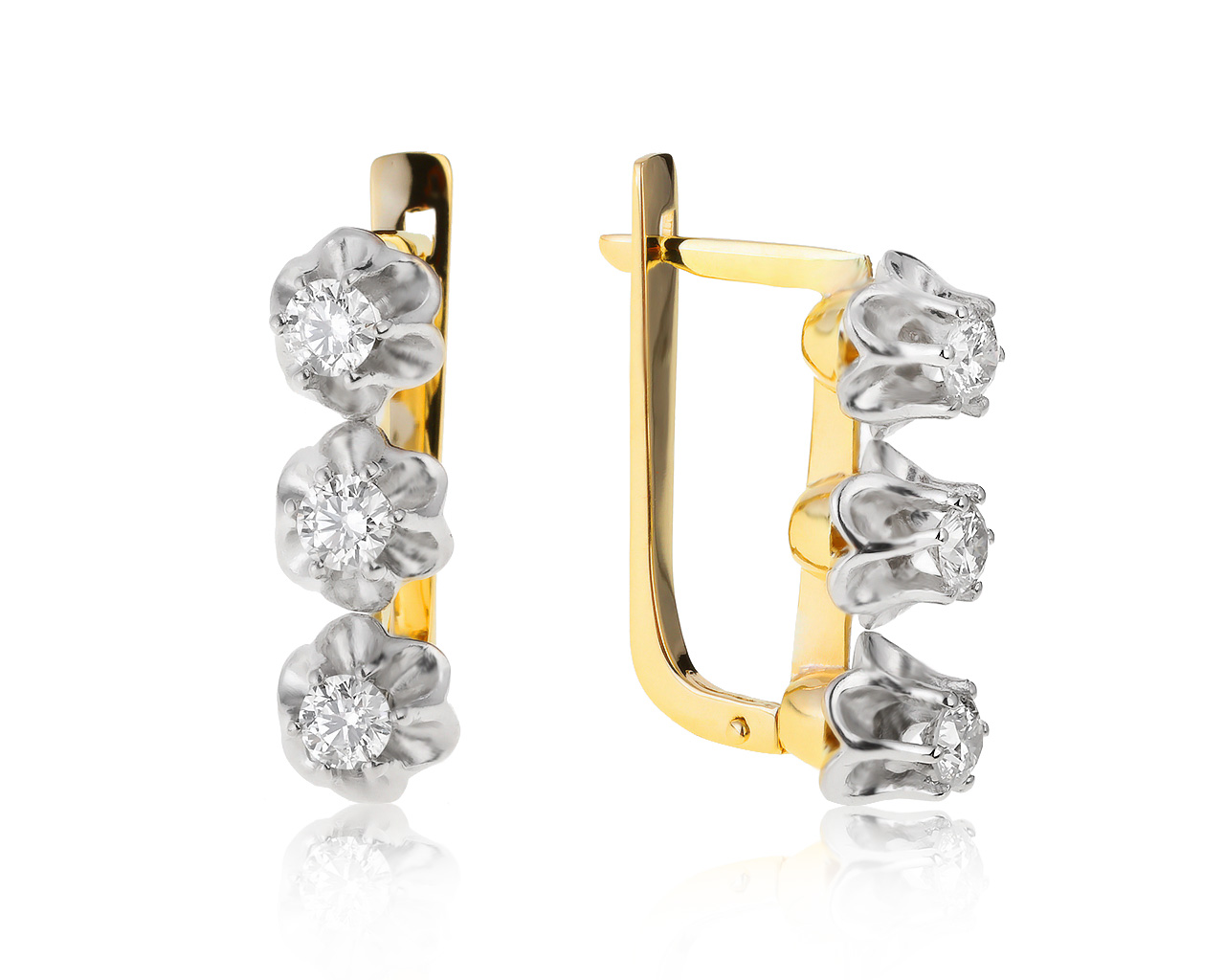 Идеальные золотые серьги с бриллиантами 1.42ct СССР 170521/10