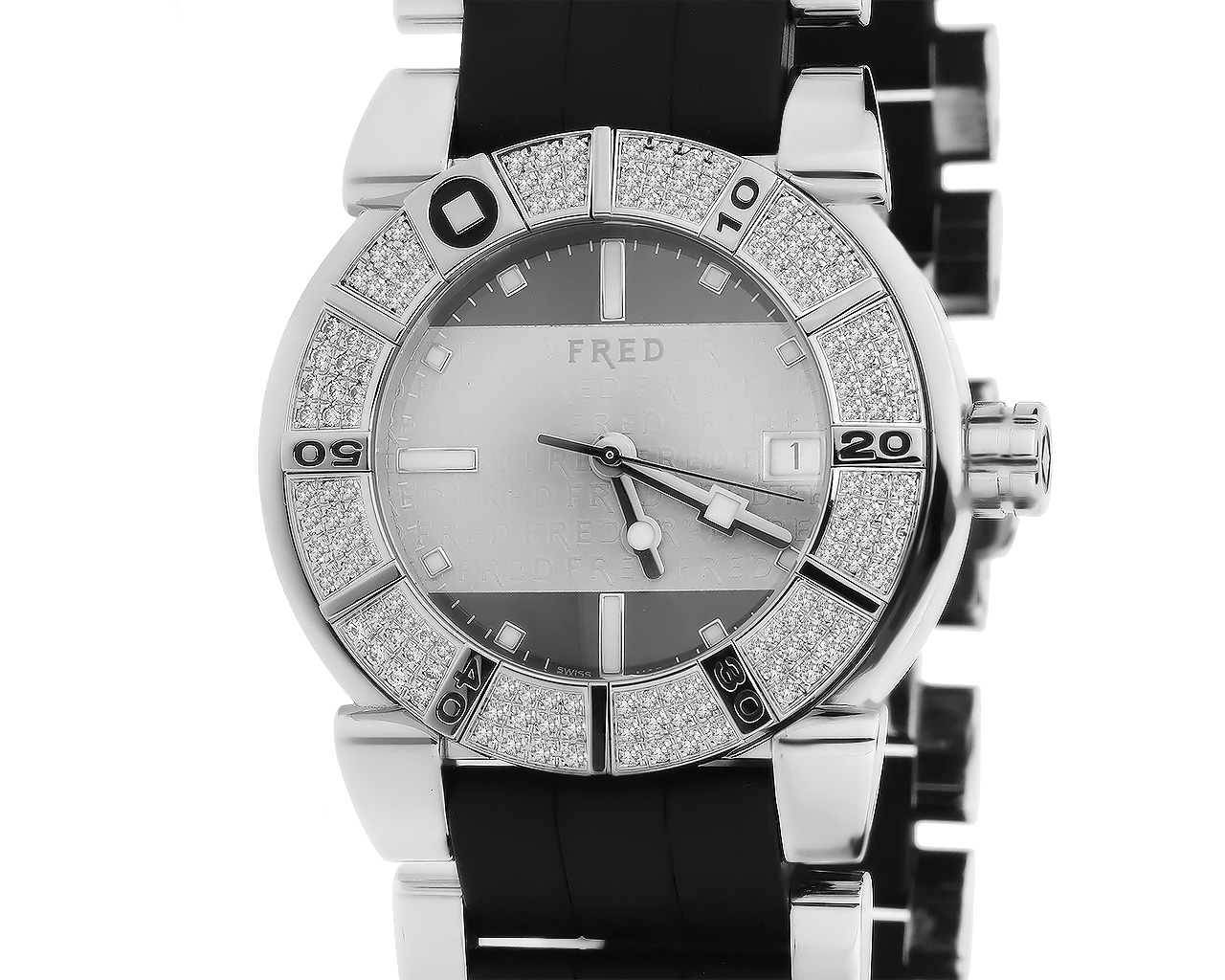 Оригинальные стальные часы с бриллиантами 1.00ct Fred