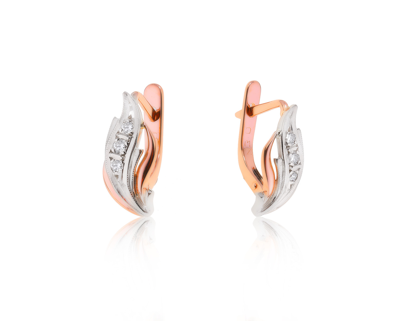 Золотые серьги с бриллиантами 0.12ct 060723/2