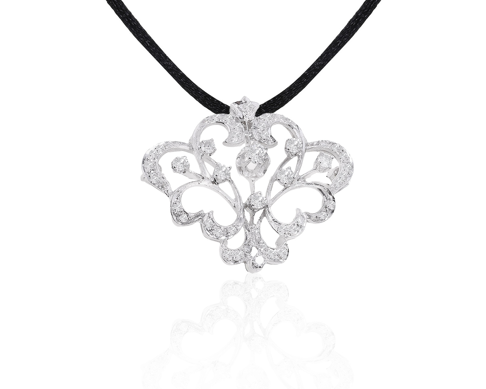 Женственная золотая брошь-кулон с бриллиантами 0.85ct