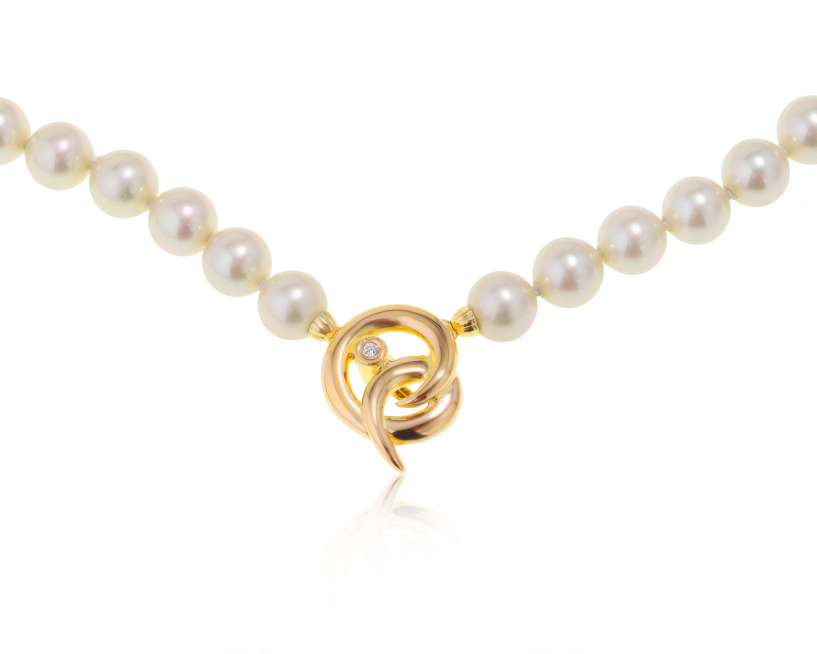 Оригинальное золотое ожерелье с жемчугом 7.00 мм Majorica 151121/1