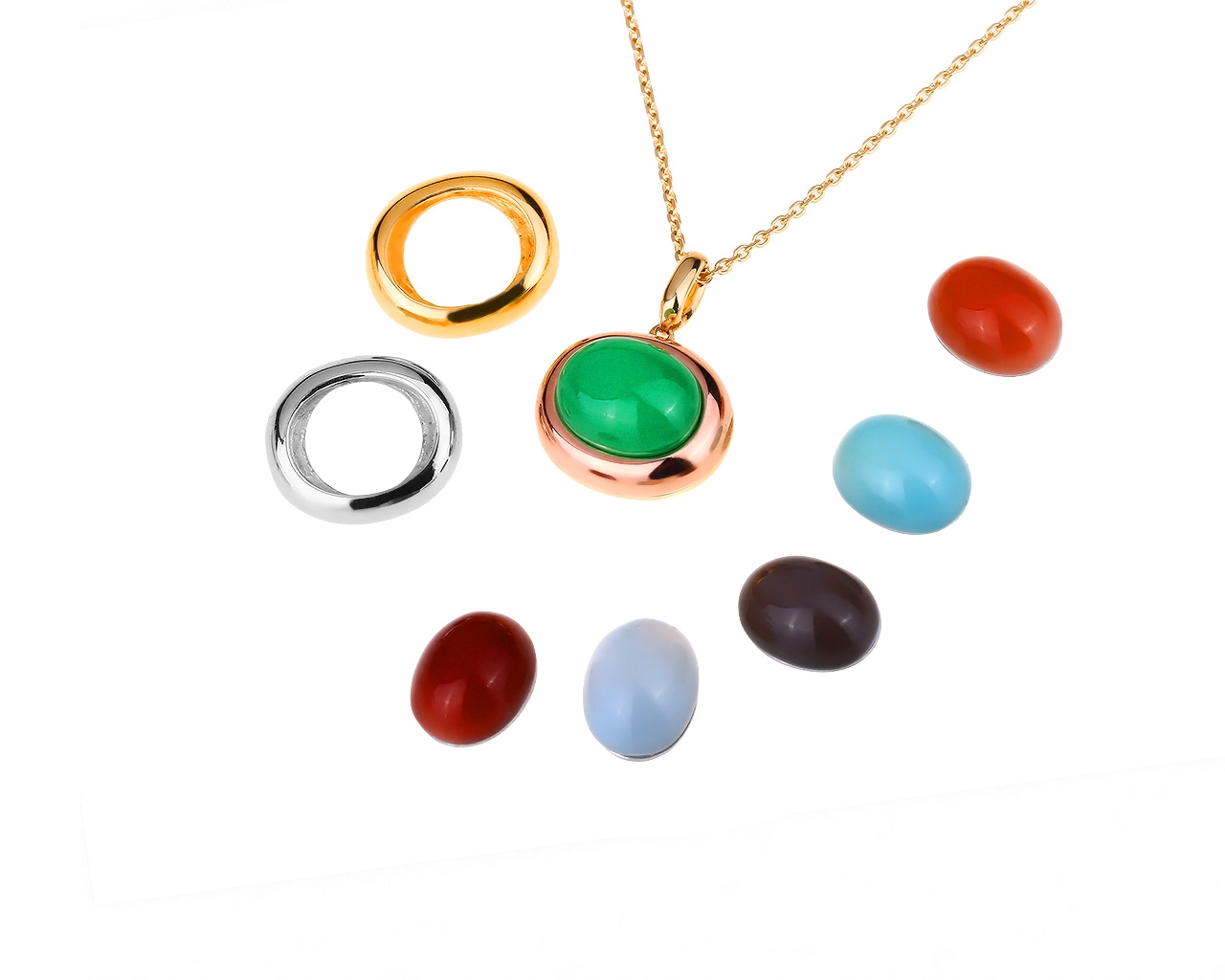 Итальянская золотая подвеска с халцедонами Choices 130118/8