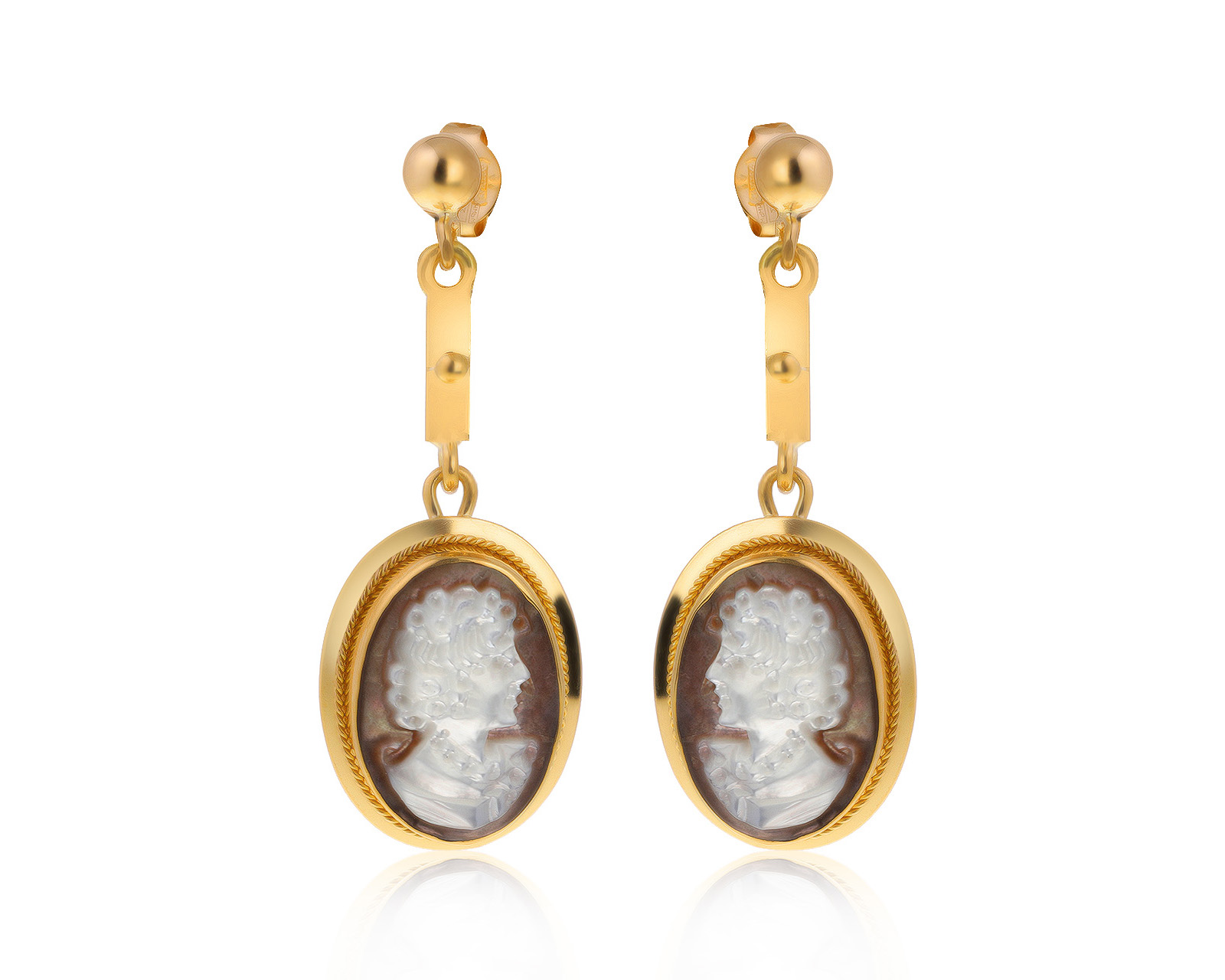 Оригинальные золотые серьги с перламутром Bimonte Sorrento
